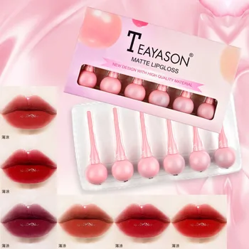 

Mirror Lollipop Lip Glaze Kit Moisturizing Non-stick Cup Long-lasting Matte Lip Gloss Lipstick Set