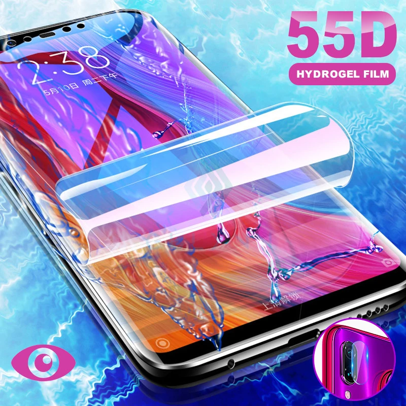 

2-in-1 Tempered Camera Lens Glass For Xiaomi Mi 9 T A3 A2 Lite 55D Hydrogel Film For Redmi Note 8 8T 7 4X K20 K30 Pro Full Cover
