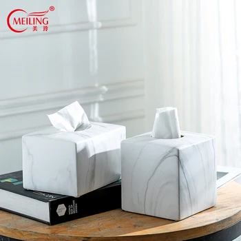 

Marble Tissue Box Cover Ceramic Kleenex Napkin Holder Kitchen Office Living Room Accessories Nordic Home Decor Tissue Dispenser