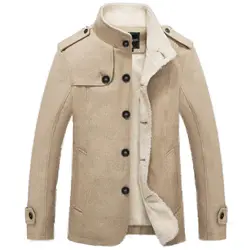 Новое поступление, Зимняя шерстяная куртка для мужчин, повседневная утепленная теплая куртка с воротником-стойкой, куртки-карго, верхняя