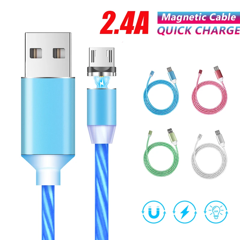Кабель зарядный Магнитный со светодиодной подсветкой USB Type C/Micro USB/8 Pin| |