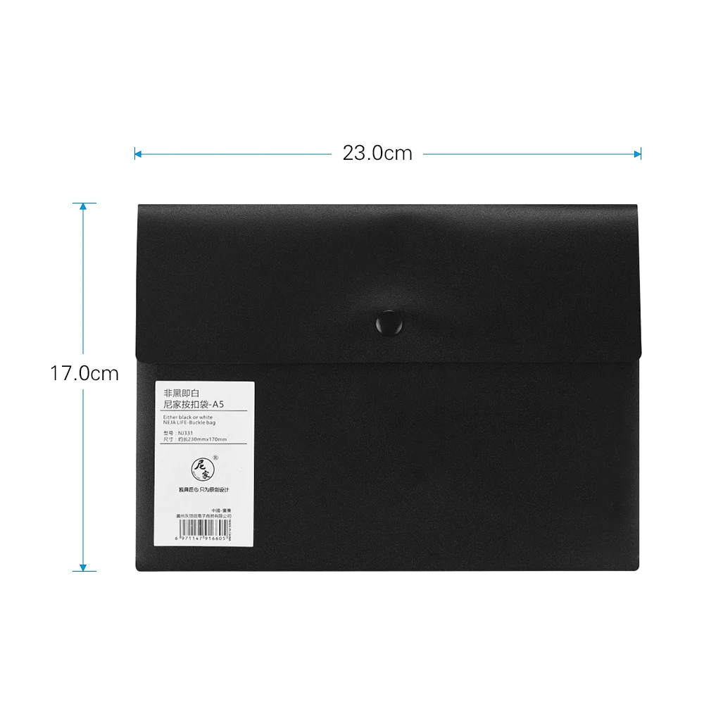 A5 Black A3/A4/A5 Size Envelope Folder PP Plastic Storage Pouch Holder Paper Document File Folder Organizer Bag with Snap Button Closure - Цвет: A5 Black