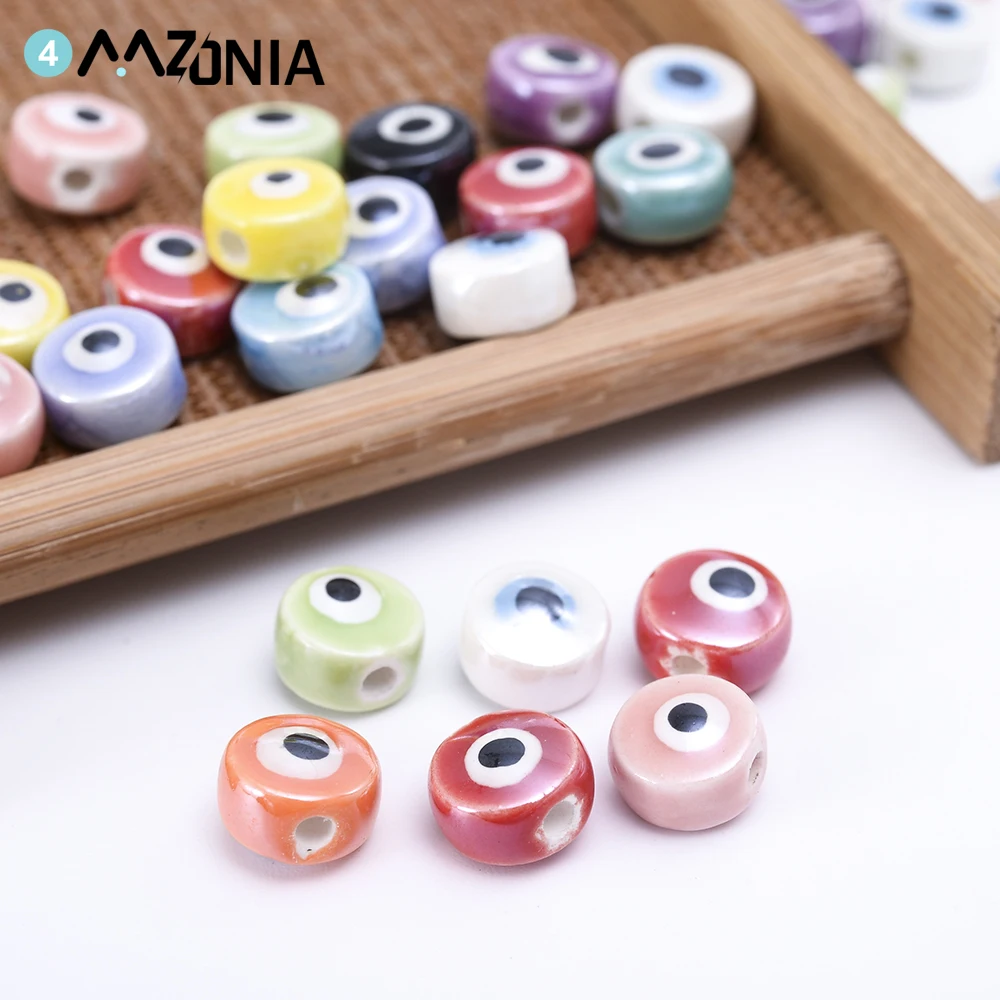 10/20/30pcs Mix Color 8 10mm Evil eye Ceramic Beads Porcelain Loose Bead For Jewelry Making DIY Bracelet Necklace Charm Gifts