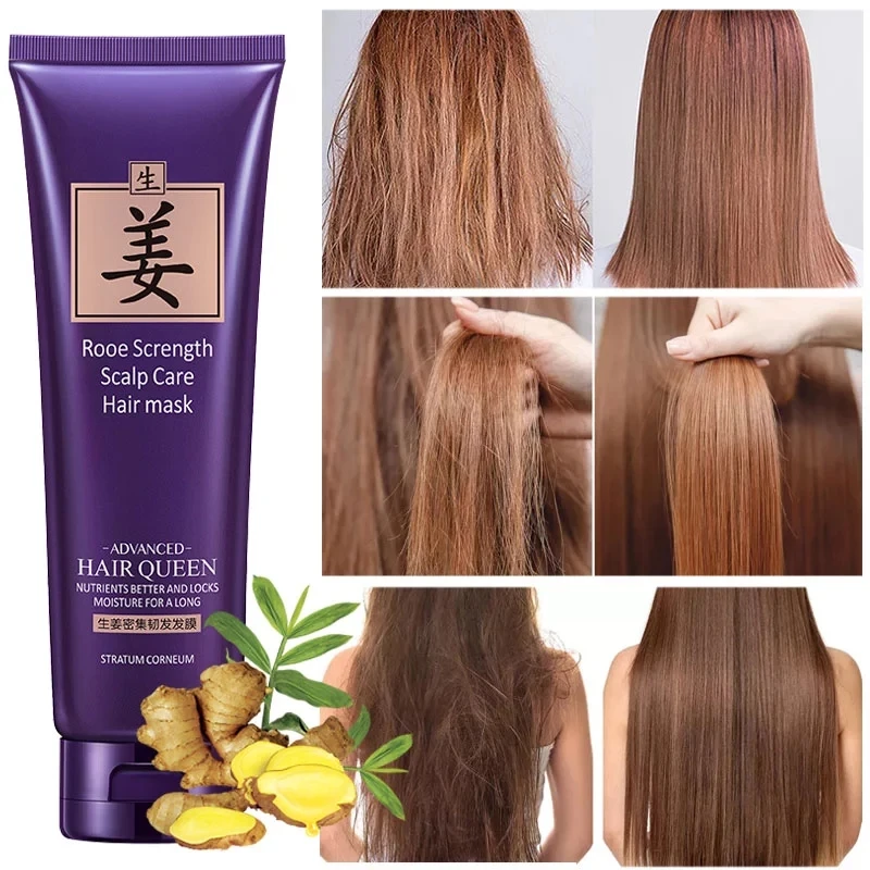 Máscara de Cabelo Cuidados com o Cabelo Reparação Hidratante Melhorar Danificado Seco Divisão Termina Frizz Quebrado Nutrir Gengibre Profundo Silicone-livre 250ml 9 seco divisão termina frizz quebrado nutrir gengibre