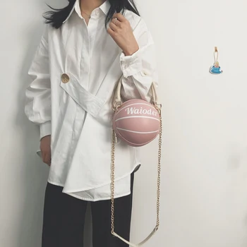

Basketball Football Shaped Shoulder Messenger Bag Purse Tote Mini Crossbody Handbag Acrylic Chain Strap for Women Girls Channel