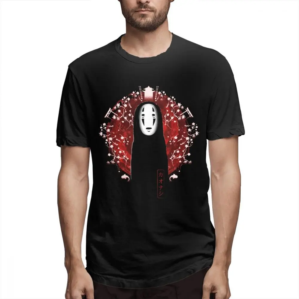Soft Cotton Japanese Cartoon Spirited Away No Face T-shirt Anime US Size S-6XL Round Collar Tee Shirt | Мужская одежда