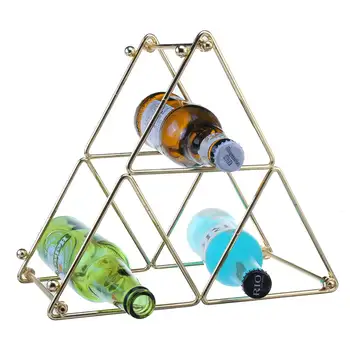 

Creative Detachable Metal Wine Bottle Storage Holder Rack Freestanding Modern style wine display pyramid home Tabletop ornaments