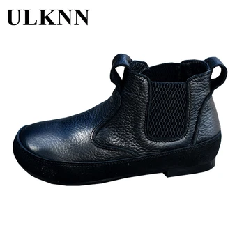 

ULKNN Ankle Boots For Children Girl Winter Shoes Leather Soft Leather Shoes Cotton Princess Footwear Casual Comfortable 2020