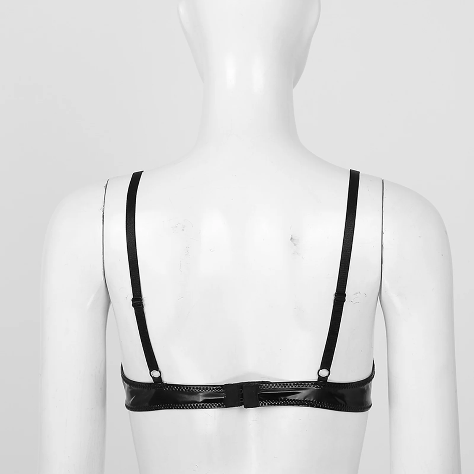 Women Sexy Open Cup Bra Tops Wet Look Patent Leather Exposed Nipples Unlined Underwire Brassiere Lingerie Underwear Nightwear