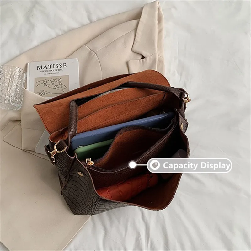 Luxury Crocodile Pattern Women’s Shoulder Messenger Tote