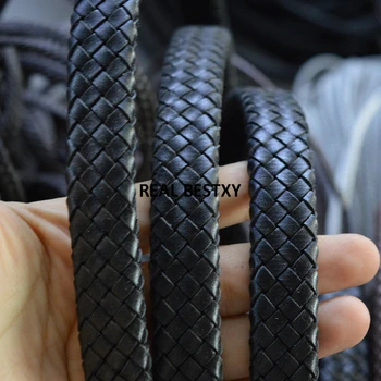

D037 5m/lot approx 17*6mm black Flat Genuine Cow Leather Cord Fashion Jewelry Findings Black Leathers DIY Leather Product