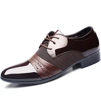 

Men Leather Shoes Oxford PU Leather Men's Dress Shoes Business Flat Shoes Breathable Men's Banquet Wedding Shoes yuj8