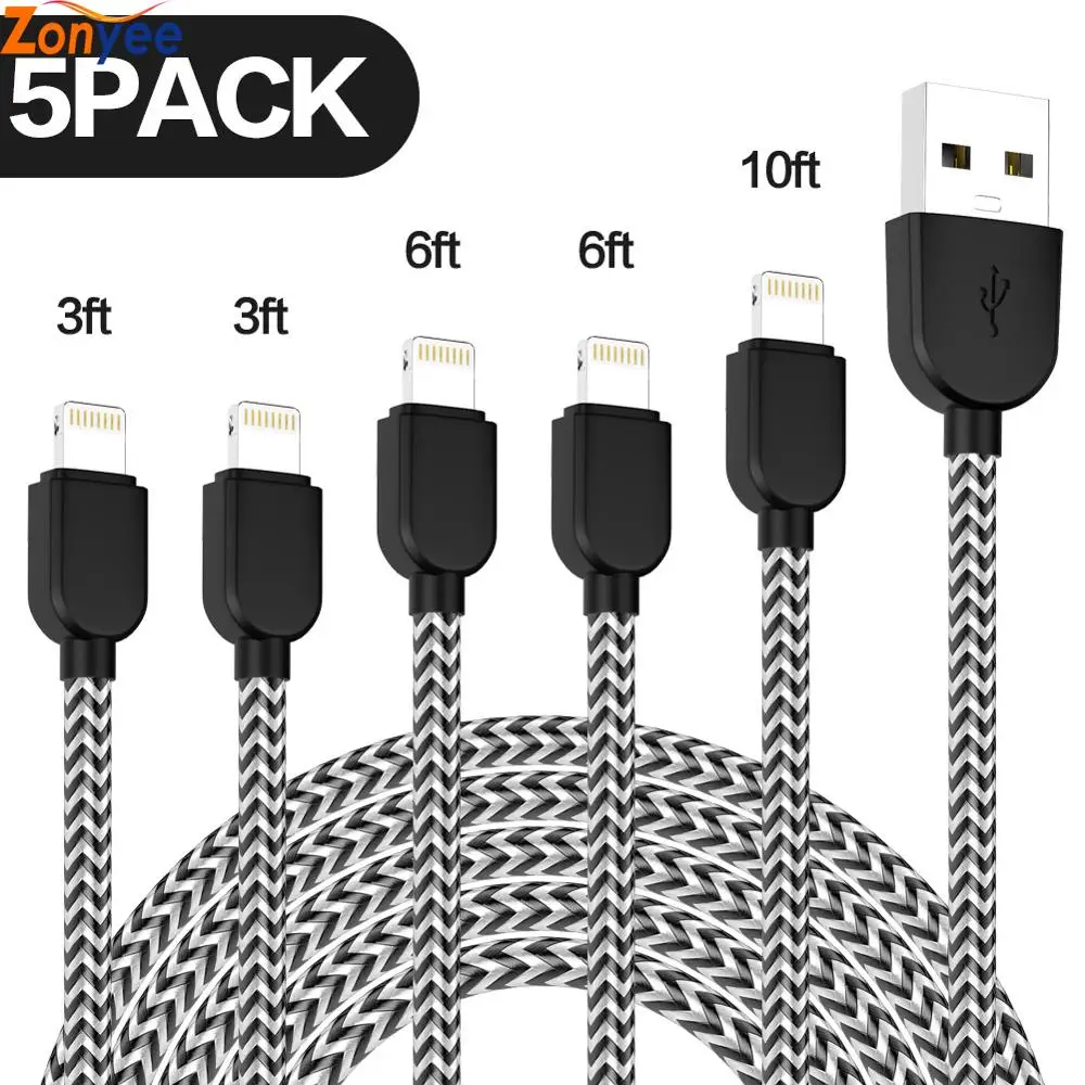 

USB Type C Cable 5Pack (3/3/6/6/10FT) Nylon Braided USB C Cable Fast Charger Charging Cord Compatible for Phone Fast Charging