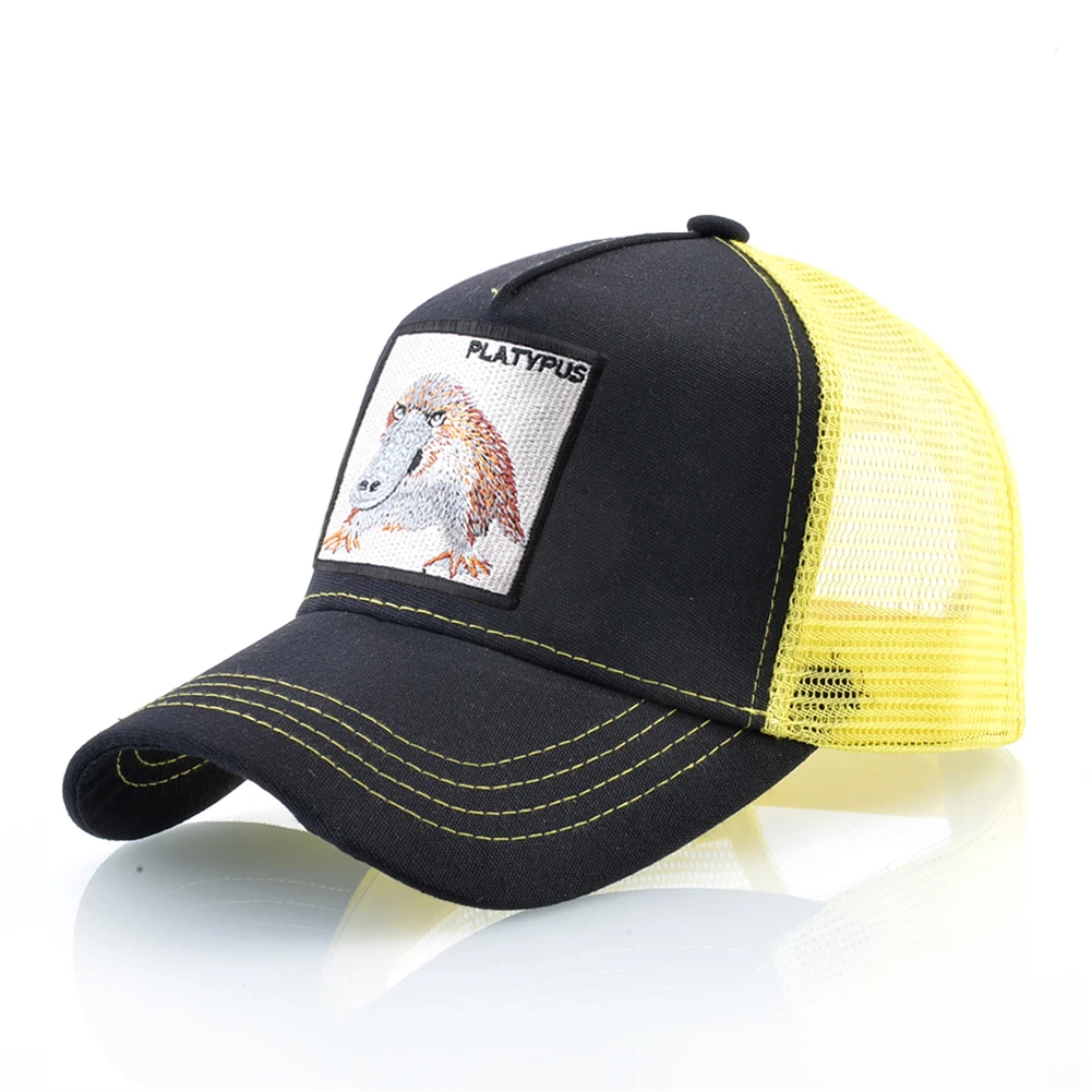 Snapback Baseball Cap Mit Schnabeltier Stickerei Patch Atmungsaktive Mesh Trucker Caps Männer Frauen Outdoor Casual Visier Hut Einstellbar – Detail 14