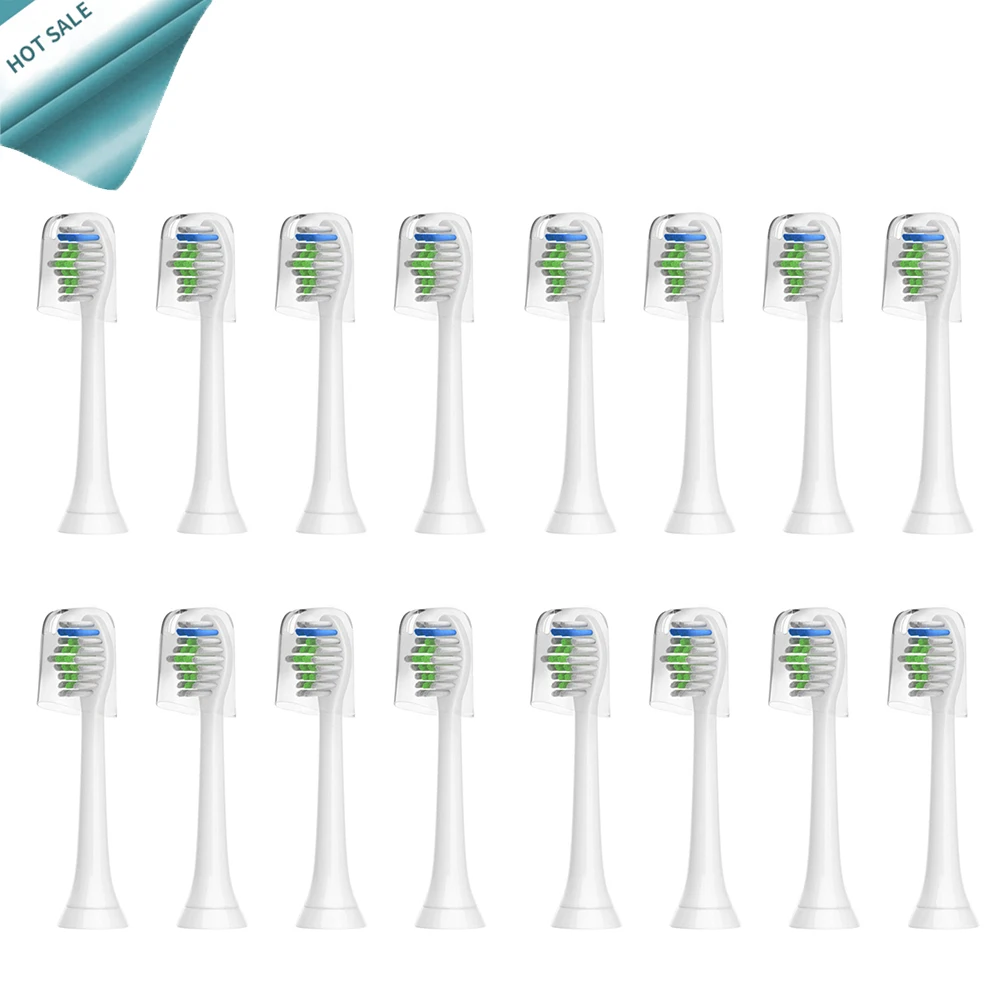 16 шт./лот насадки для зубной щетки с крышкой FlexCare Diamond Clean HX6500 HX6511 HX6530 HX6982 HX9332