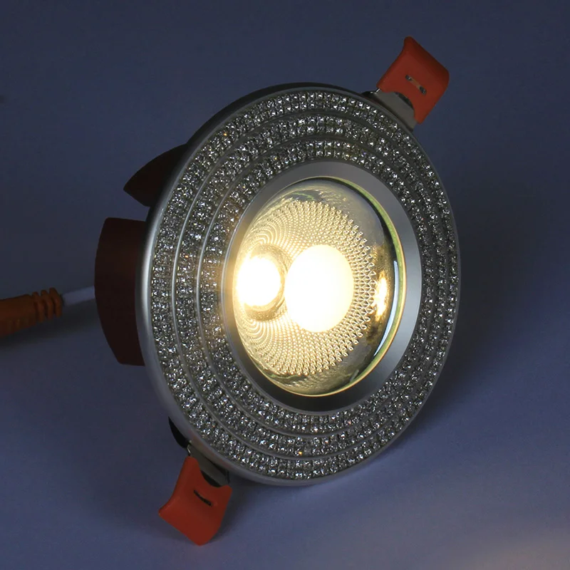Aisilan Светодиодный точечный светильник, светодиодный, искусственный кристалл, бриллиант, антибликовый алюминиевый сверкающий Встраиваемый светодиодный точечный светильник, AC90-260 CRI> 93