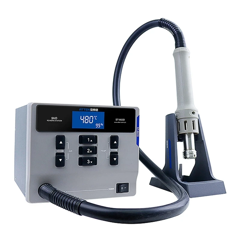 ATTEN St-862D 110V / 220V 1000W Hot Air Gun Digital Display BGA Rework Station Automatic Sleep Repair Desoldering Station 6