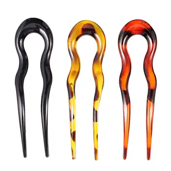 

3Pcs Resin Hairpin Chinese Style Hair Decoration Elegant Plastic Hair Clip Hair Fork Hair Stick U Shape Hairpin for Ladies