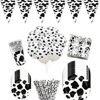 

Farm Animals Cow Birthday Party Party Cow Decoration Disposable tableware Cup Plate Tablecloth Baby Shower Balloon Decoration