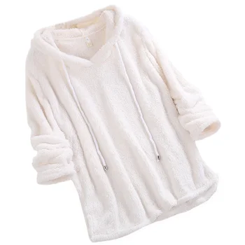 

Casual Sweatshirt Women Ladies Solid Color Fashion Concise Long Sleeve Hoodies Double-faced Velvet Sweatshirt Coat