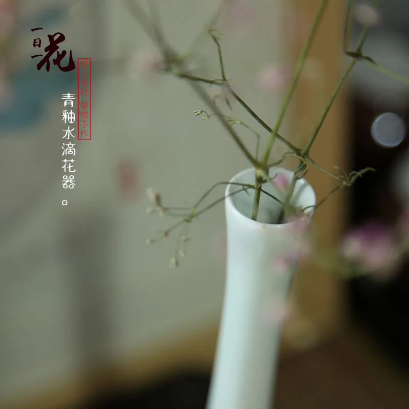 Japanese Zen Decoration china Small Flowers Vase Green Glaze Tabletop Ornaments Home Decor