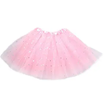 

Children Children Toddler Girl Three Layers Pleated Tutu Skirt Solid Color Glitter Star Sequins Ballet Dance Costume Satin Edge