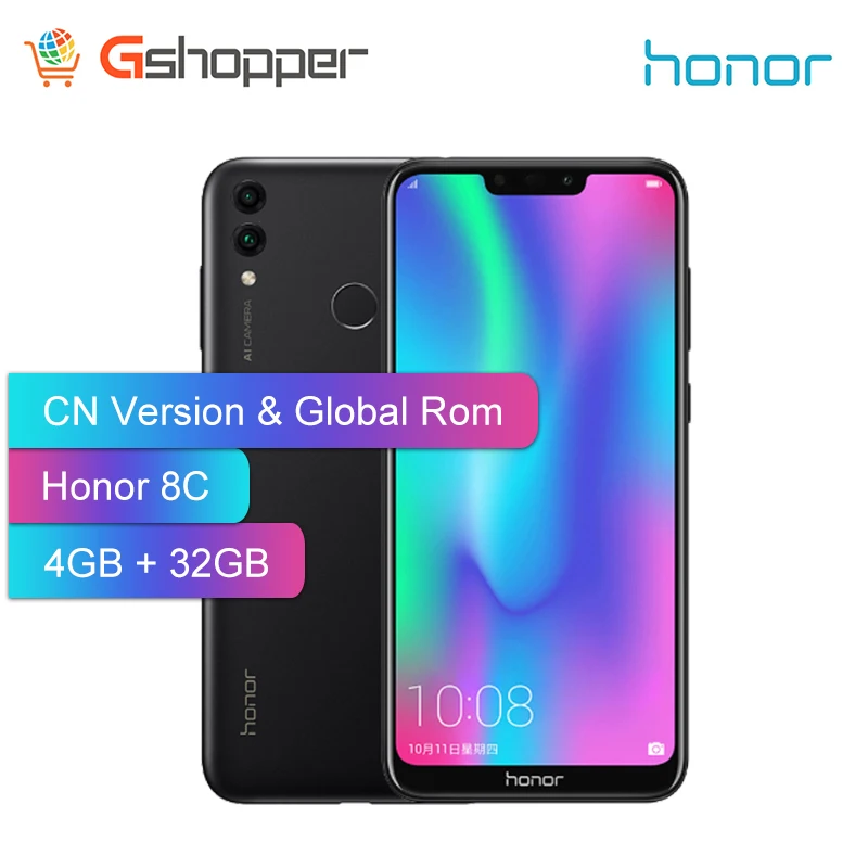

Global Version Honor 8C Smartphone 4GB RAM 32GB ROM Octa Core 6.26''HD+ Full Screen Android Cell Phone 13MP Dual Camera