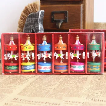 

6PCS Fashion Christmas Xmas Wooden Rocking Carousel Horses Hanging Ornaments Decotations for Home House Shop Mall Party Decor
