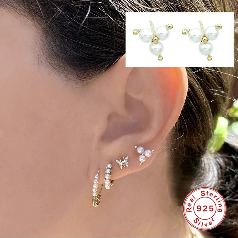 

Aide Minimalist 925 Sterling Silver Ear Bone Buckle Stud Earrings for Women Bling Zircon Cute Small Earrings Jewelry Pendientes