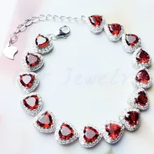 Натуральный гранат или топаз любовь сердце цепочка браслет Серебро 925 пробы 0.3ct* 30 шт драгоценный камень ювелирные изделия T910291