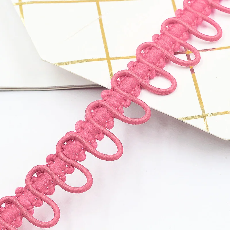 5Y U-Wave Button Belt Centipede Braided Lace Trim Elastic Band Curved Edge DIY Sewing Wedding Dress Buttonhole Loop Accessories