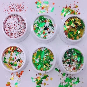 

6 Boxes Christmas Snowflake Sequins Nail Glitter Sparkly Holo AB Flakies For Nail Art Decoration 3D Manicure DIY Accessories #1