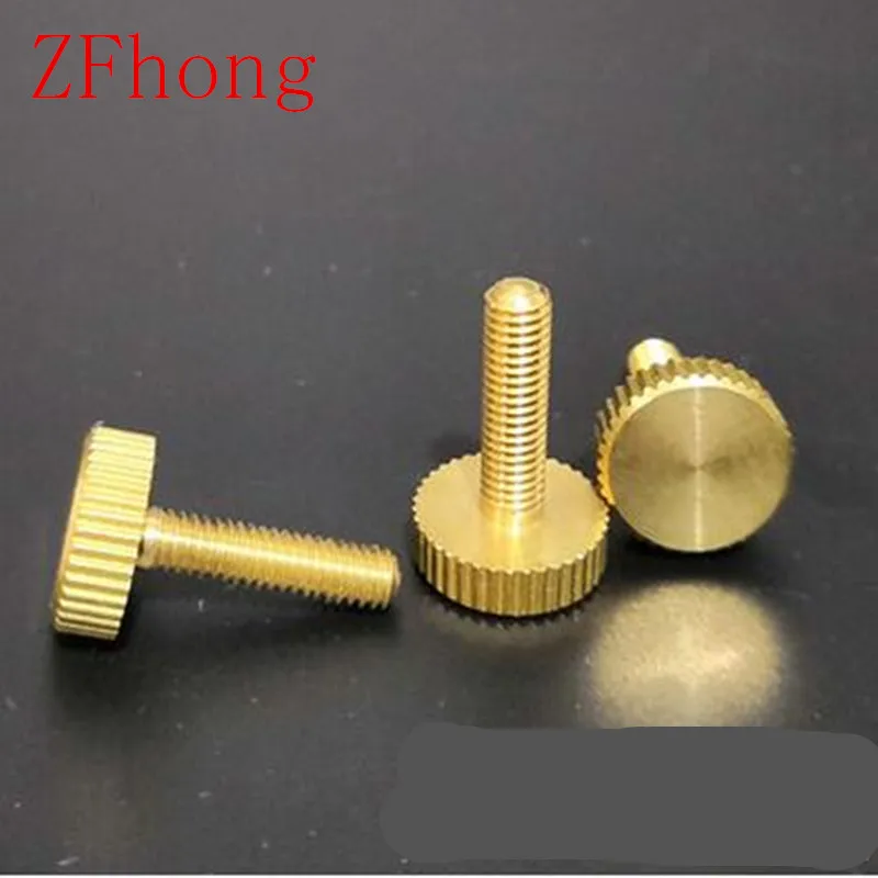M3 M4 M5 M6*4/5/6/8/10/12/16/20/25 knurled Brass flat head Hand tighten Thumb Screws Brass Screws Brass Screw Hand Tighten Thumbscrew 2-5PCS/LOT