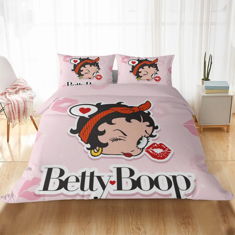 Cartoon Betty Boop Cute Bedding set King-Full Size Bedclothes Include Duvet Cover Pillowcase Print Home Textile Bed Linens Cartoon Betty Boop Cute Bedding set King-Full Size Bedclothes Include Duvet Cover Pillowcase Print Home Textile Bed Linens