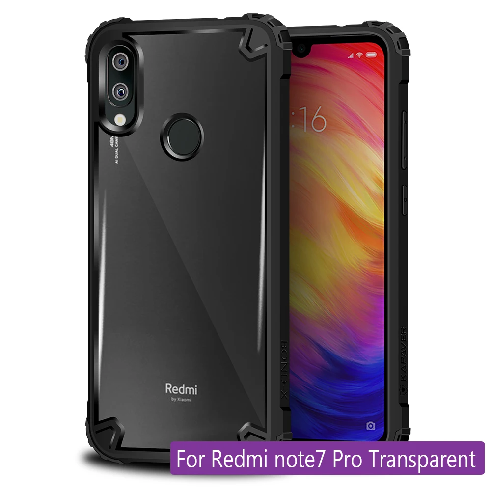 Противоударный чехол-бампер для Xiaomi mi 9T 9T Pro 6 8 9 A1 MAX3, защитный чехол для Red mi Note 6 7 7S K20 pro - Цвет: Note 7 Pro Tr Black