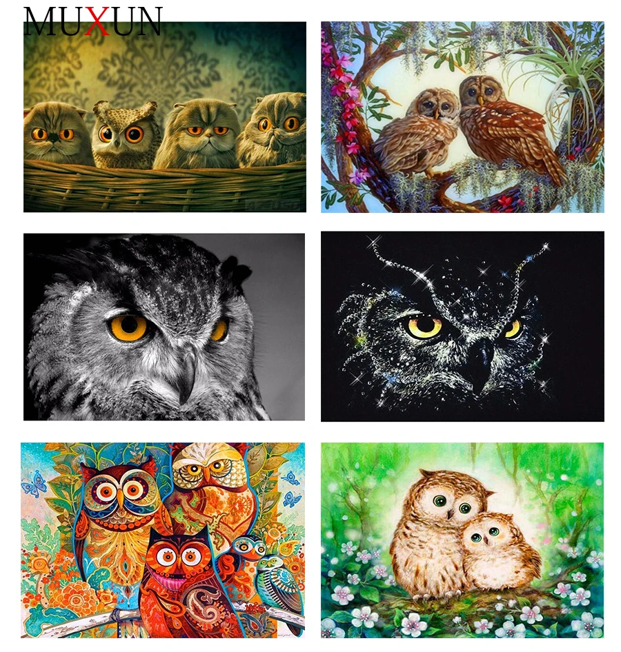 

Muxun Full Square / Round Drill 5D Diy Diamond Painting Animal Owl Series 3D Embroidery Cross Stitch Home Decoration Gift Ep341