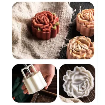 

50g Mooncake Mold 3D Rose Flowers Design Cookie Stamp DIY Moon Cake Mold 37MB