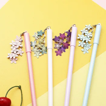 

36pcs/lot Gel Pen Kawaii Nine petal flower pendant School Office Supply Student Stationery Kids Gift Automatic Pencil 0.5mm