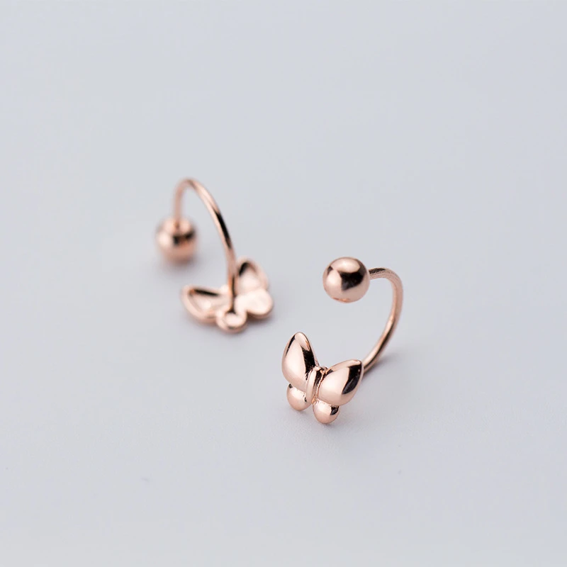 Серьги-гвоздики в минималистическом стиле из стерлингового серебра S925 пробы с