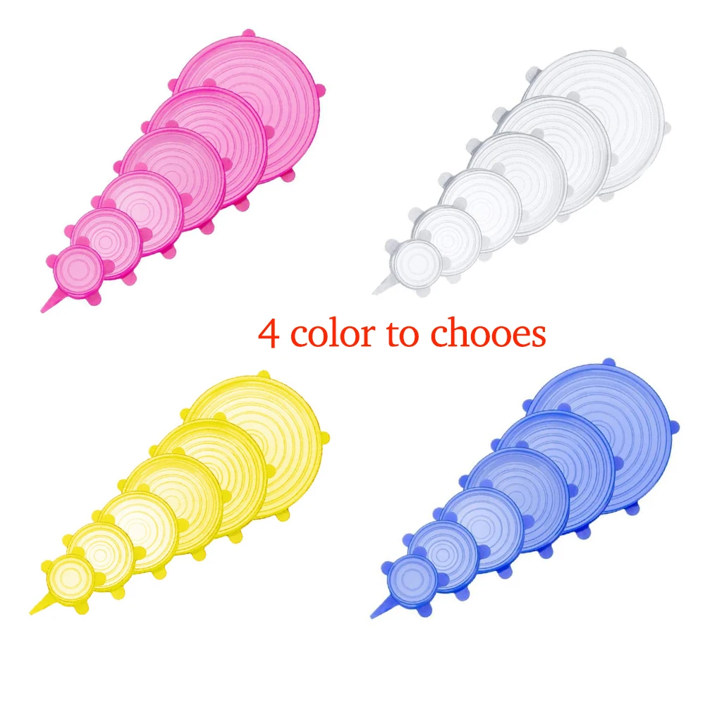 6 шт./компл. силиконовая эластичная крышка многоразовая миска для свежей еды