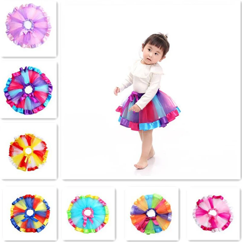 

Christmas Skirt For Girl Fluffy Tutu Children Rainbow Pettiskirt Kids Skirt For 0-9years Baby Infant Tutus