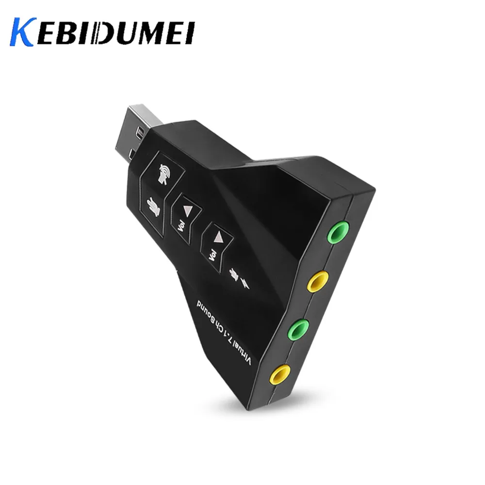 Внешняя звуковая карта kebidumei виртуальная 7 1 канала USB 2 0 3D Аудио наушники с