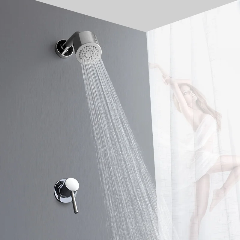 

Bath Shower Set Rotate Round Shower Head Top Spray Bathroom Wall Mount Bathroom Shower Faucet Concealed Installed Shower Mixers