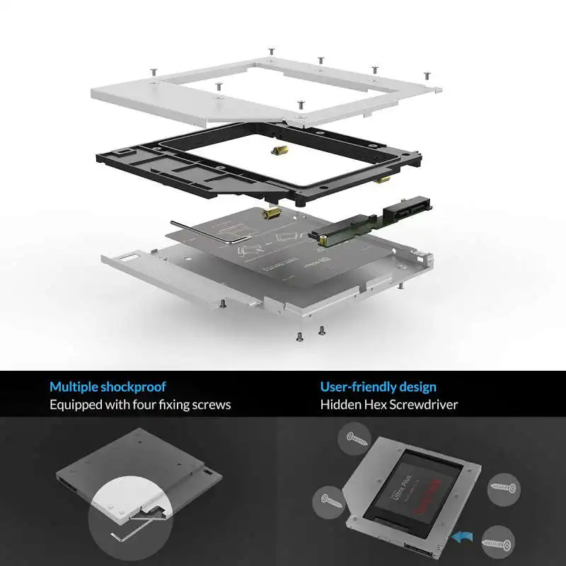Orico Cd-Rom Space Internal 3.5 Inch Hdd Case Sata 3.0 Hdd Frame Mobile Rack Internal Hdd Enclosure Support 6Tb Hdd For Laptops