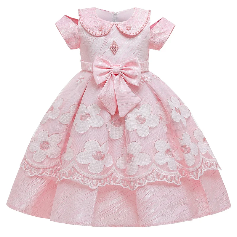 Платье для девочек Летний Новый Стиль принцессы из сатина с вышивкой Элегантное