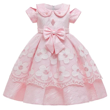 

girls dress Summer new style embroidered fabric satin princess dress Girl elegant party prom dress Children's clothing