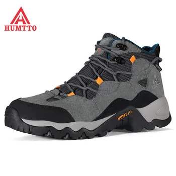 

HUMTTO Hiking Shoes Big Size Climbing Men Sneakers Genuine Leather Tactical hunting Boots Male Winter Trekking Sport Mens Shoes