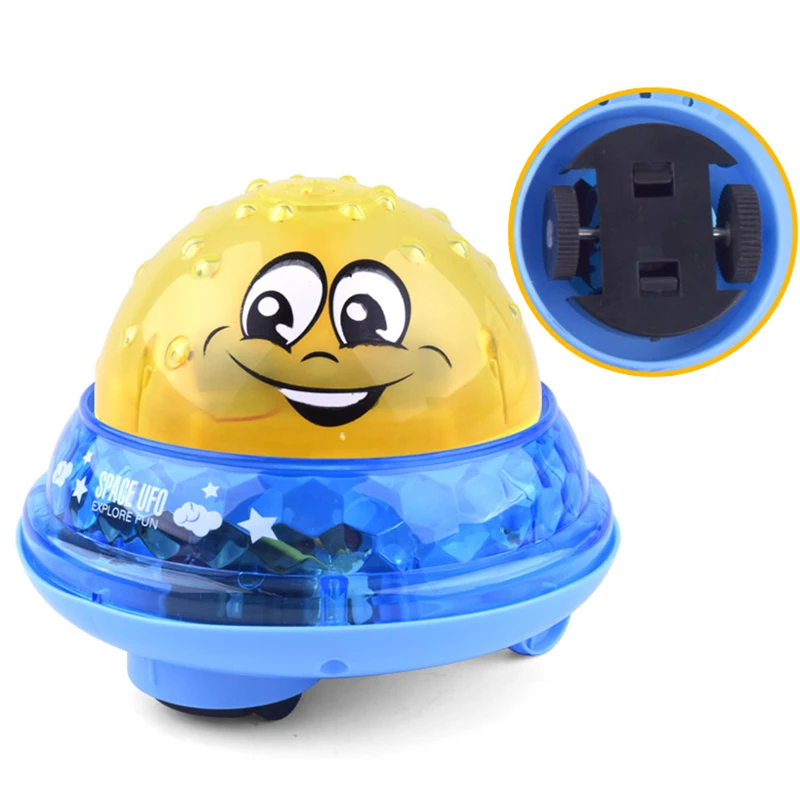 Ванна игрушечная лампа младенческой малыш для электрической индукции игрушка поливальная машина вращающийся спрей водяной бане Игрушка с двумя музыка и мигающие огни