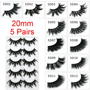 

5 Pairs 3D Mink Eyelashes Bushy False Eyelashes Fake Eyelashes Dramatic Volume Makeup Eyelash Extension Silk Eyelashes