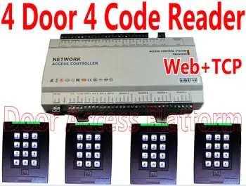 

4 Door Network+TCP/IP Web IP Access Controller Panel Panel+4 pcs Keypad Code+EM Card Readers+RFID Card/Keytag Keyfobs PCsoftware